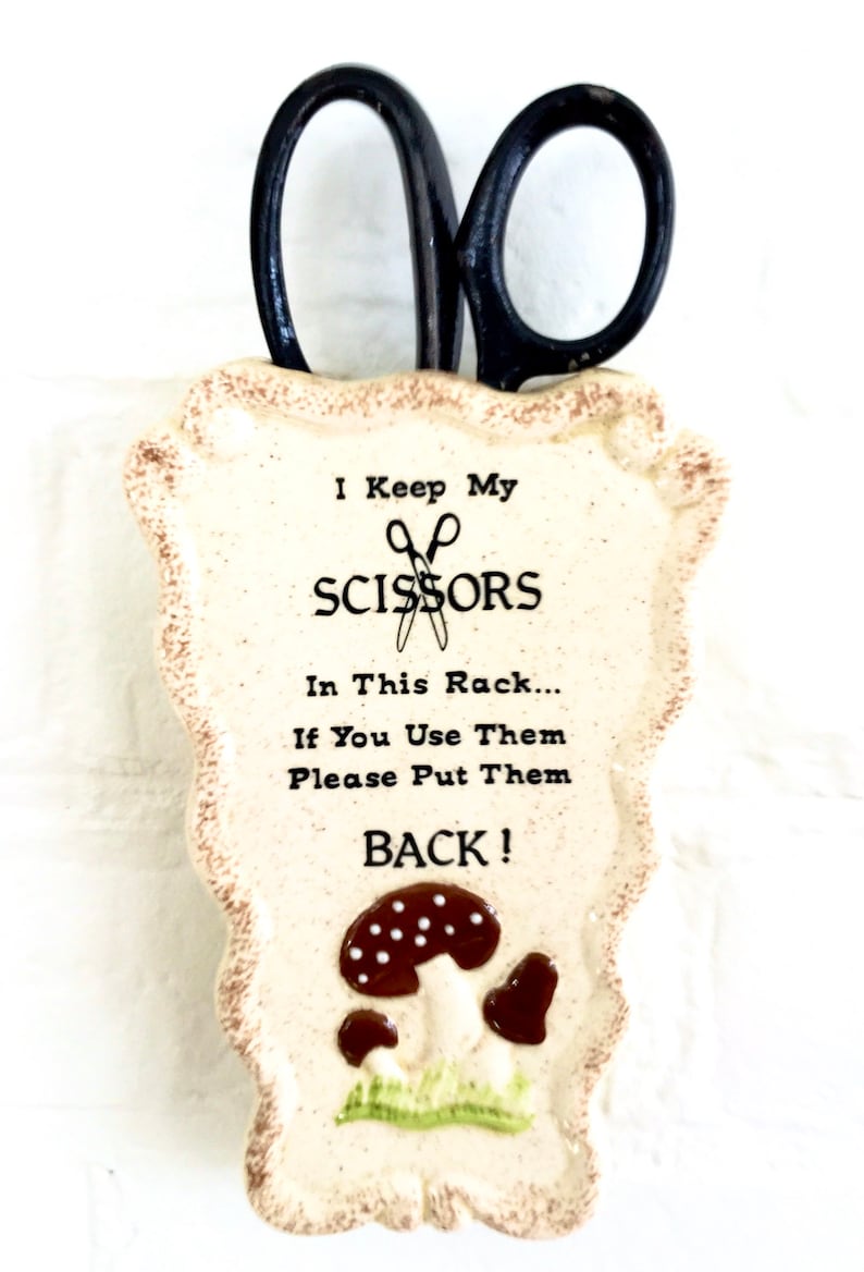 Vintage Ceramic Scissor Holder Wall Hanging Scissor Pocket Etsy