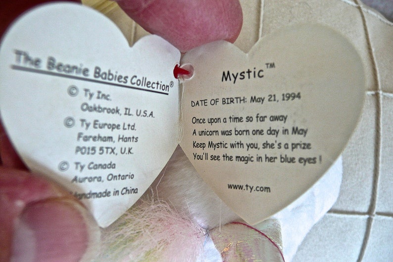 Collectoble Beanie Retired TY TY Unicorn Plush Toy White Unicorn Mystic The Unicorn TY Horse Vintage Unicorn Florescent Horn