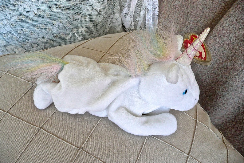 Collectoble Beanie Retired TY TY Unicorn Plush Toy White Unicorn Mystic The Unicorn TY Horse Vintage Unicorn Florescent Horn