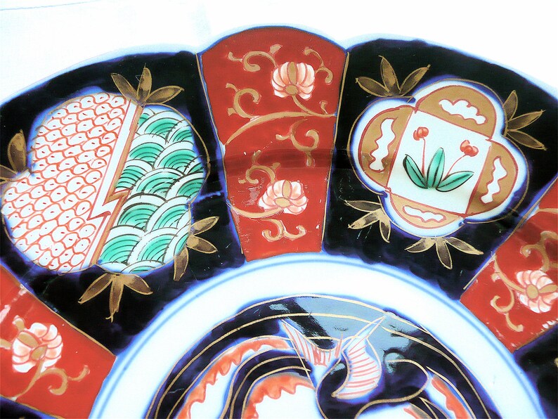 Wall Plate Phoenix Decorated Plate Meiji Period Imari Flow Blue Plate Japanese Imari Plate Decorative Plate SALE Antique Plate