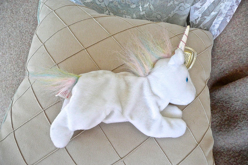 Collectoble Beanie Retired TY TY Unicorn Plush Toy White Unicorn Mystic The Unicorn TY Horse Vintage Unicorn Florescent Horn