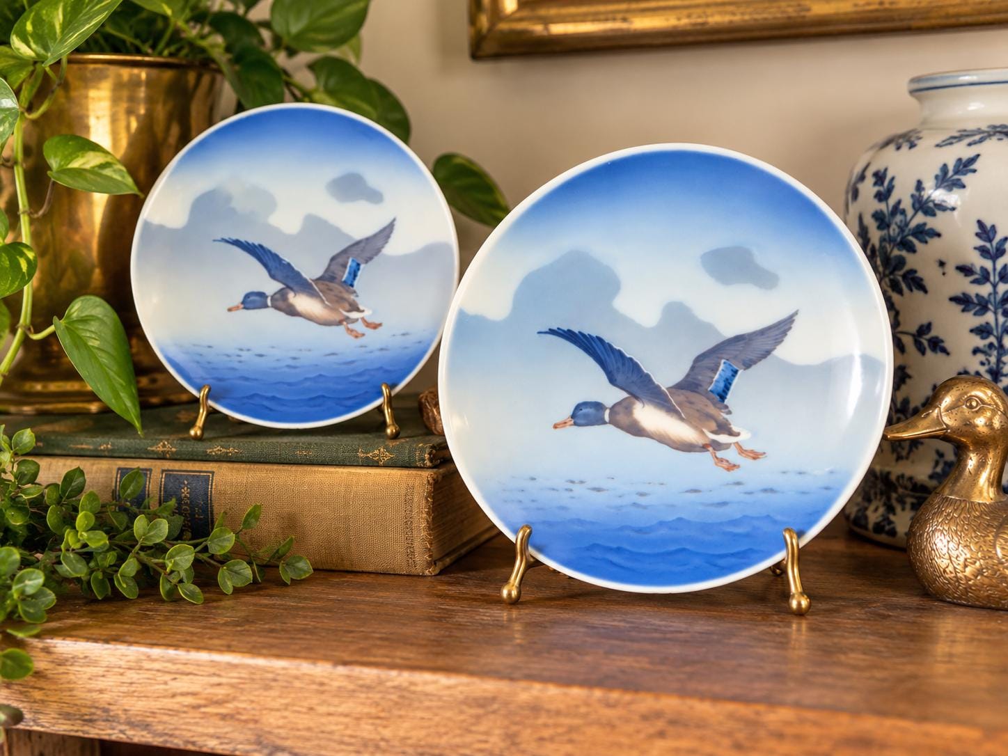 Vintage Blue Porcelain Ducks - Etsy
