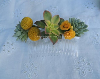 Wedding Succulent Hair Comb, Wedding hair comb