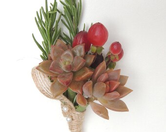 Prom boutonniere, Succulent boutonniere