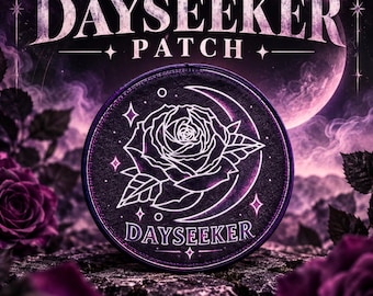 Écusson Dayseeker Rose Lune Étoile : Motif céleste, thermocollant