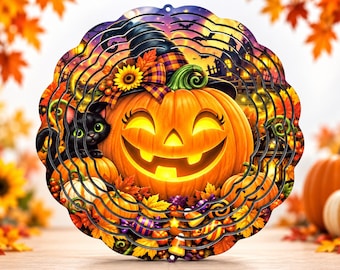Molinillo de viento de calabaza de Halloween de 8 pulgadas
