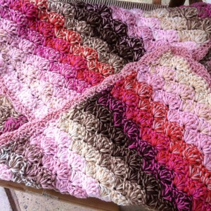 Double thick Precious Peaches and Pinks Crochet Baby Blanket, full crib size. image 4