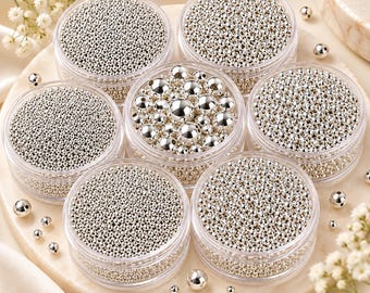 Silberne Zwischenperlen, 2–10 mm, runde, lose Perlen zur Schmuckherstellung