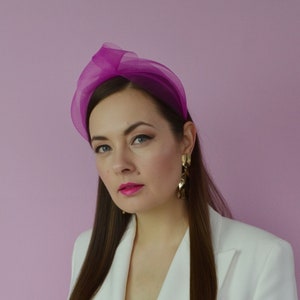 FLAVIA – Magenta Pink Crinoline Headband - Pink Headband - Wedding Fascinator - Race Day Headband - Fascinator headband - Pink Fascinator