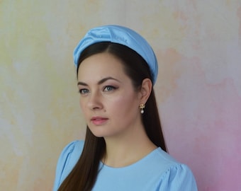 ALEXANDRIA - Light Blue Pillbox Hat  - Blue Pillbox Hat - Blue Cocktail Hat - Blue Fascinator - Mother of the Bride Hat - Christening Hat