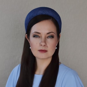 Navy Blue Headband from straw – LANA –  Navy Headband - Black Headband - Navy Fascinator - Wedding Guest Headband - Wedding Fascinator