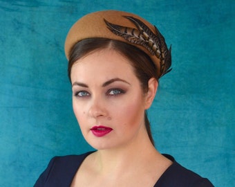 Camel Fascinator - Etsy UK