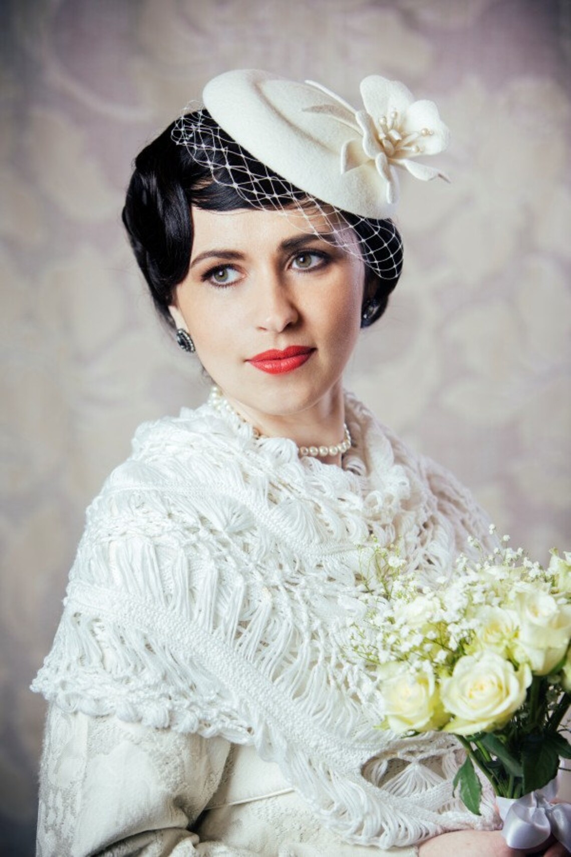 Ivory Pillbox Hat With Birdcage Veil 50s Wedding Hat Derby Etsy