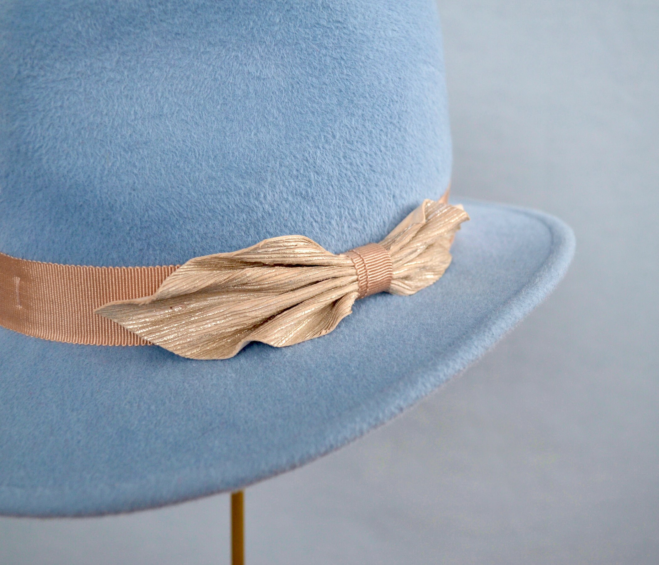 Winter Fedora with Embellished Beaded Bow Game Day Bow Fedora – Lifted Millinery main image 4