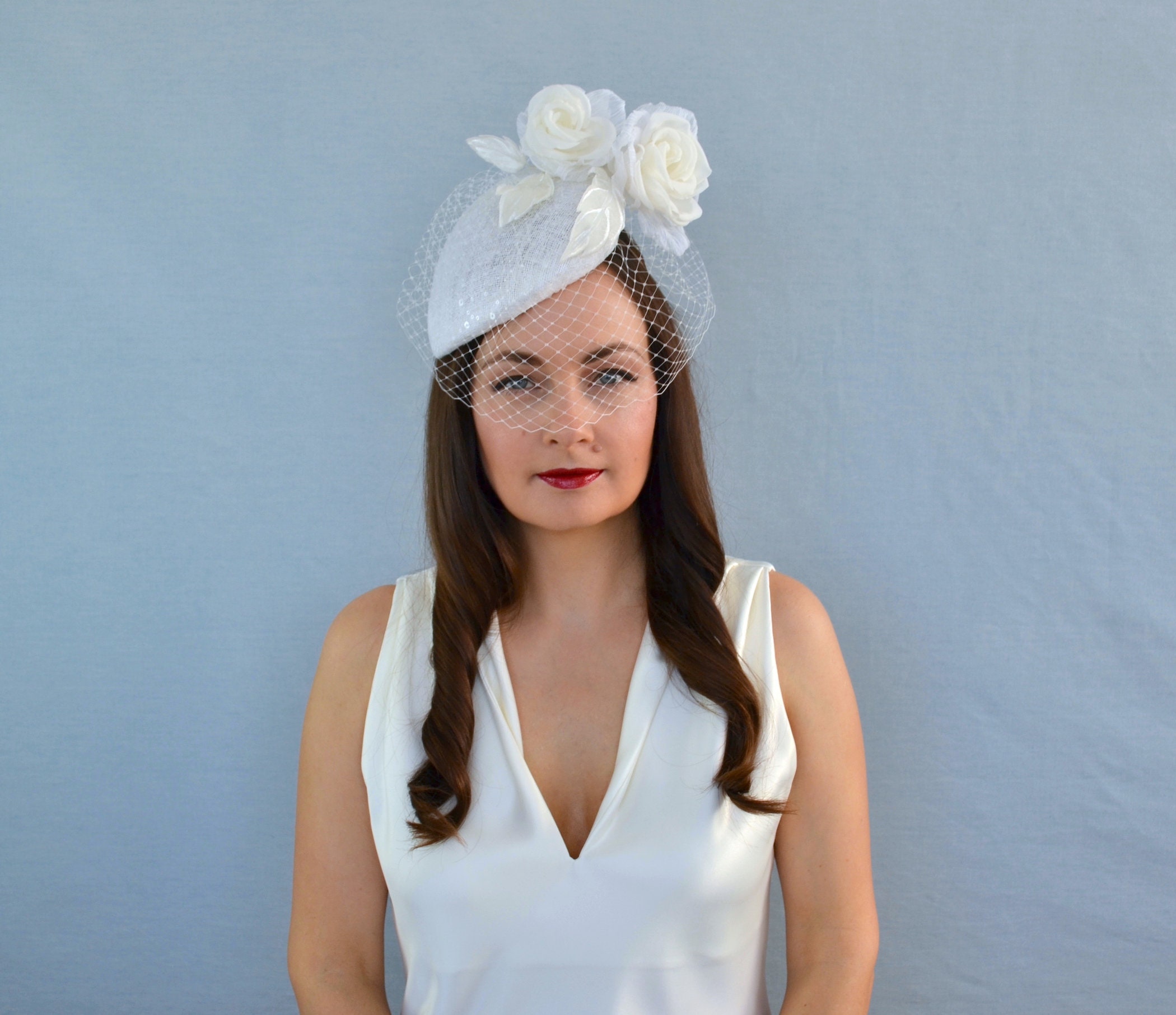 3545 Women Fascinator Hat Wedding Pillbox Party Bridal Fascinators Hats 20s 50s Pillbox Hat Cocktail Tea Party for  main image 2