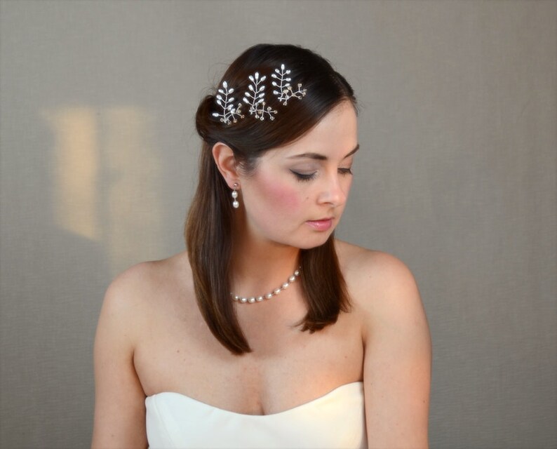 Wedding Hairpiece Pink Blue Pearl Hair Pins Bridal Crystal Hair Pin Set Champagne Wedding Hair Pins White Hair Pins