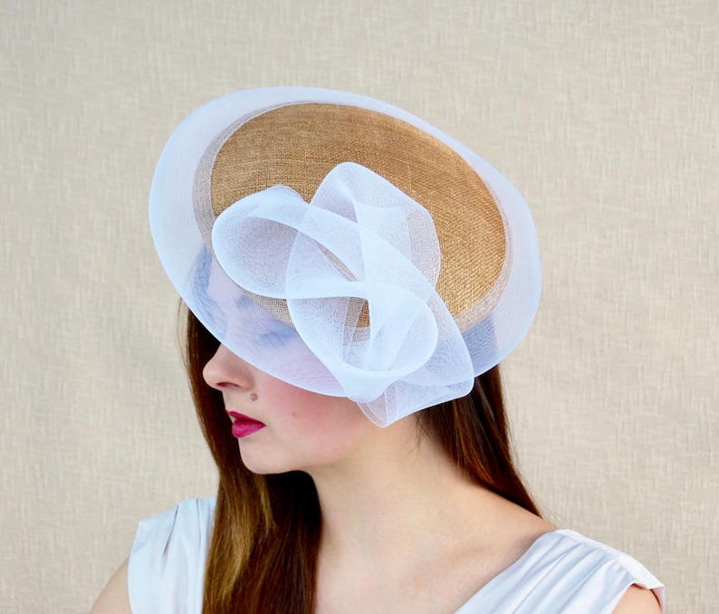 Gold Saucer Hat With White Crinoline Swirl Detail Gold and Etsy