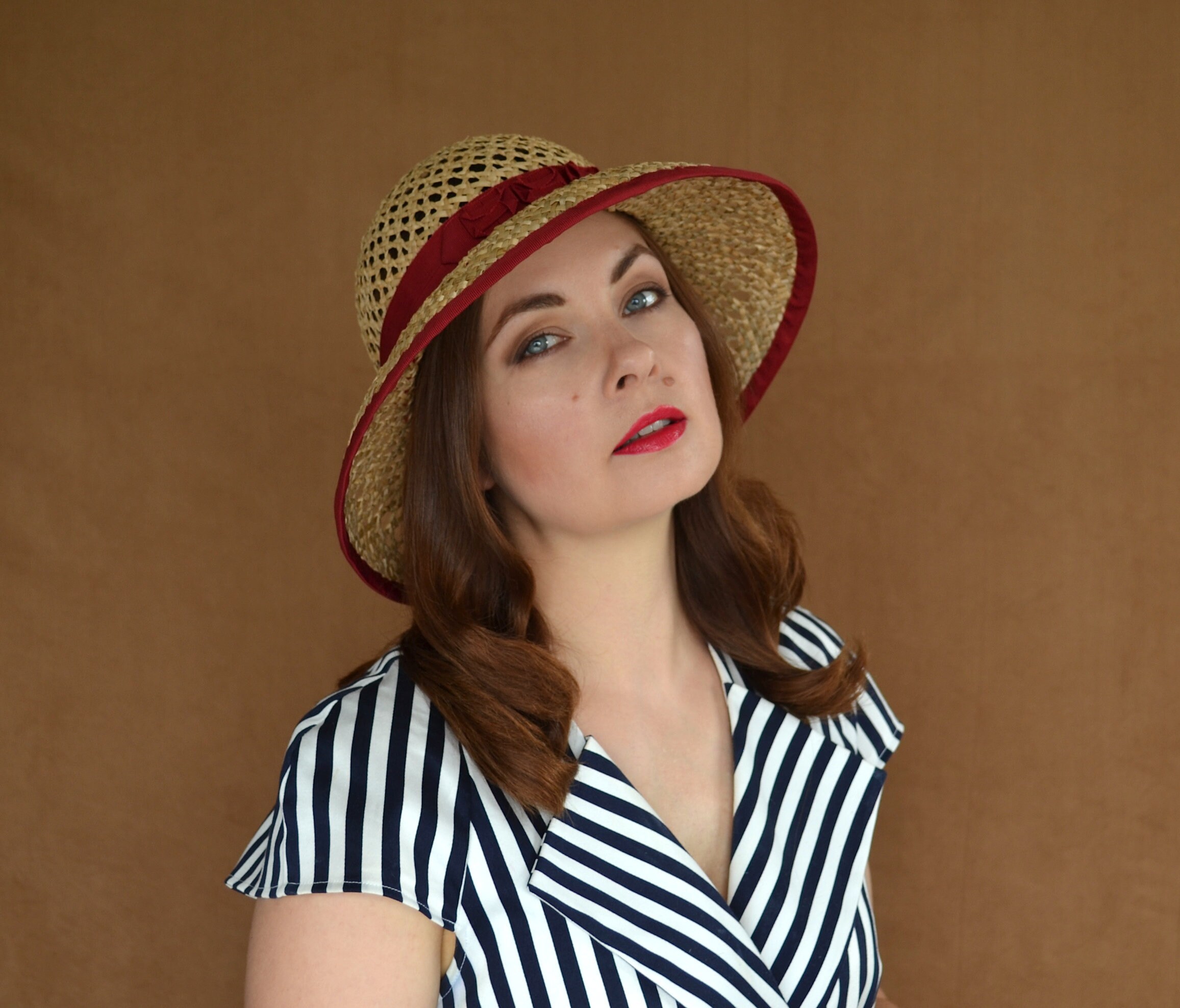 Toucan Red Wide Brim Straw Hat Garden Party Statement Sun Hat Straw Garden Hat Wide Brim Pink Ribbon Bow Band Sun Hat  main image 3