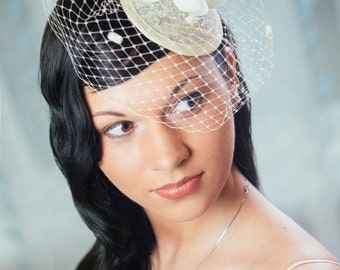IBLUELOVER Chapeau Bibi Fascinator Mariage Femme - Capeline Organza Floral Large Bord Église Plage Cérémonie Voyage