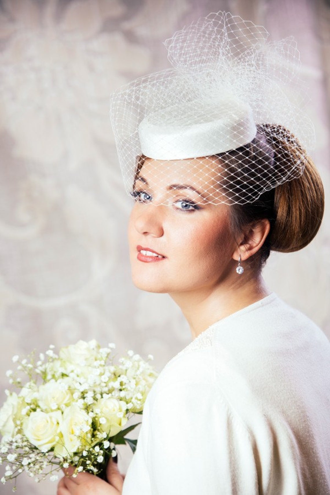 Ivory Bridal Pillbox Hat With Birdcage Veil Bridal Hat Etsy Sweden