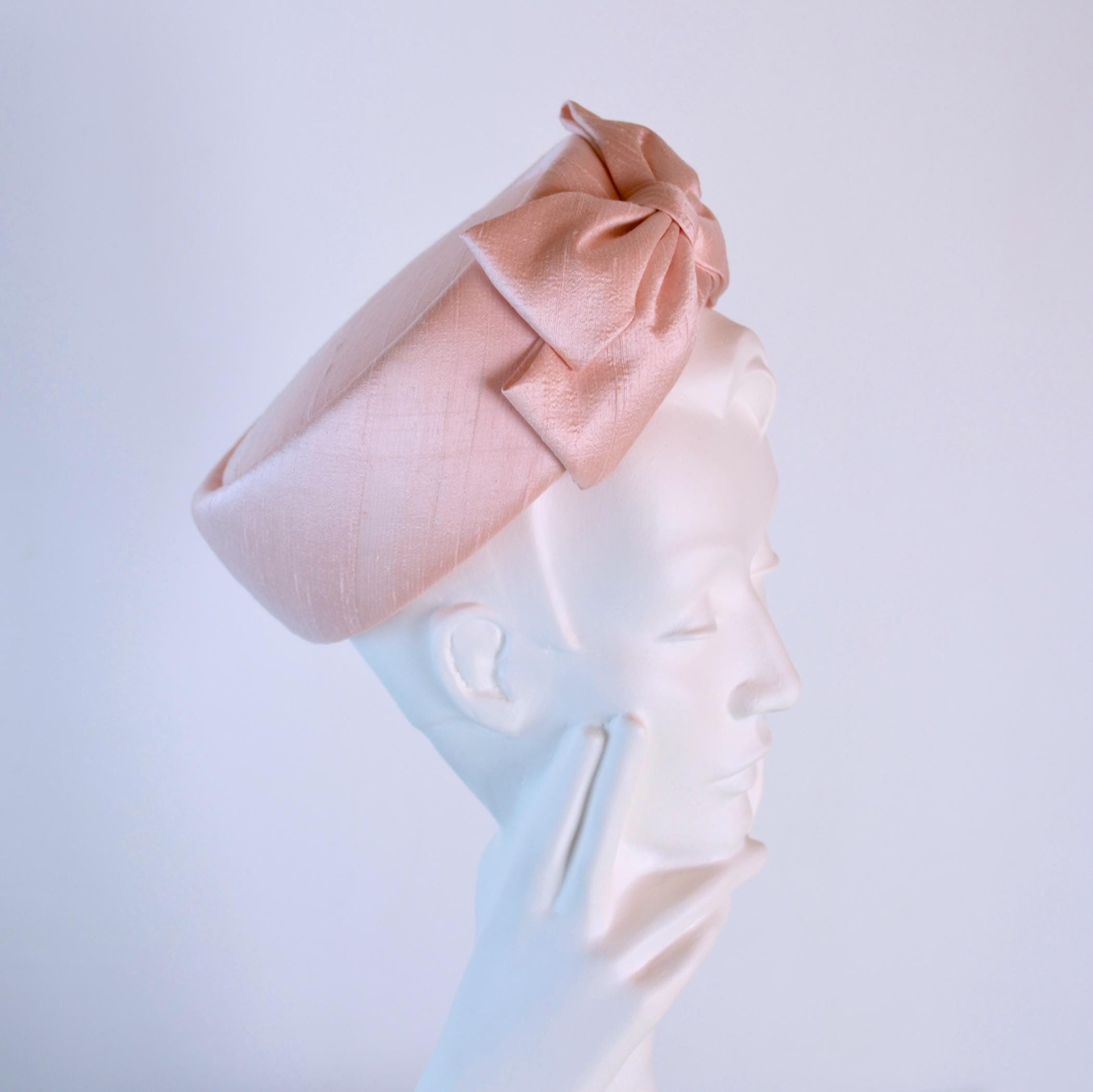 Lawliet Pink Wool Pillbox Fascinator Oversized Bow Vintage Inspired Tea Party Stewardess Style Oval Purple Pillbox Hat - Cocktail, Party  main image 3