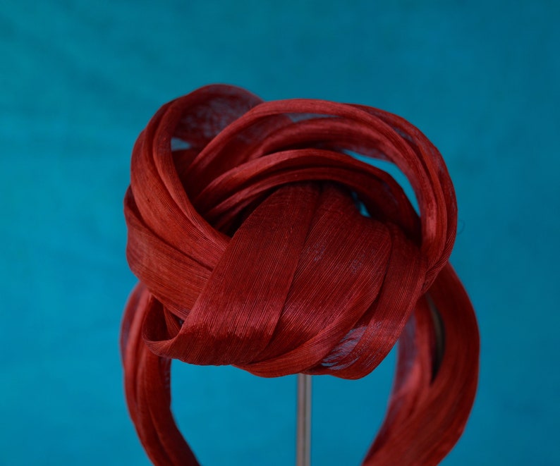 Red Turban Headband with Birdcage Veil Deep Red Headband Red Turban with Veil Red Fascinator Removable Birdcage Veil Red Headband image 9