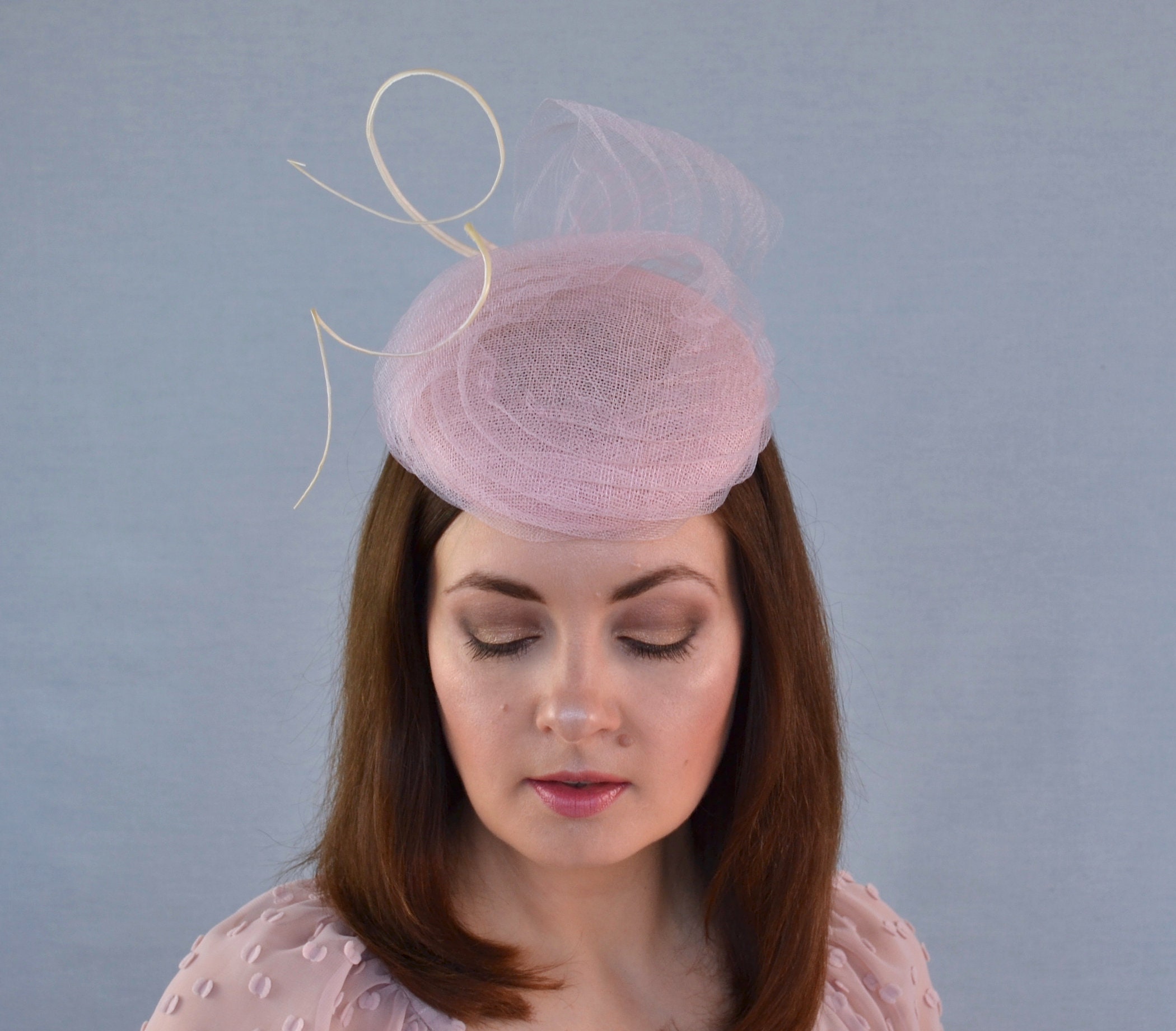 ANGELICA - Pale Pink Pillbox Hat With Pleated Crin and  display picture 2