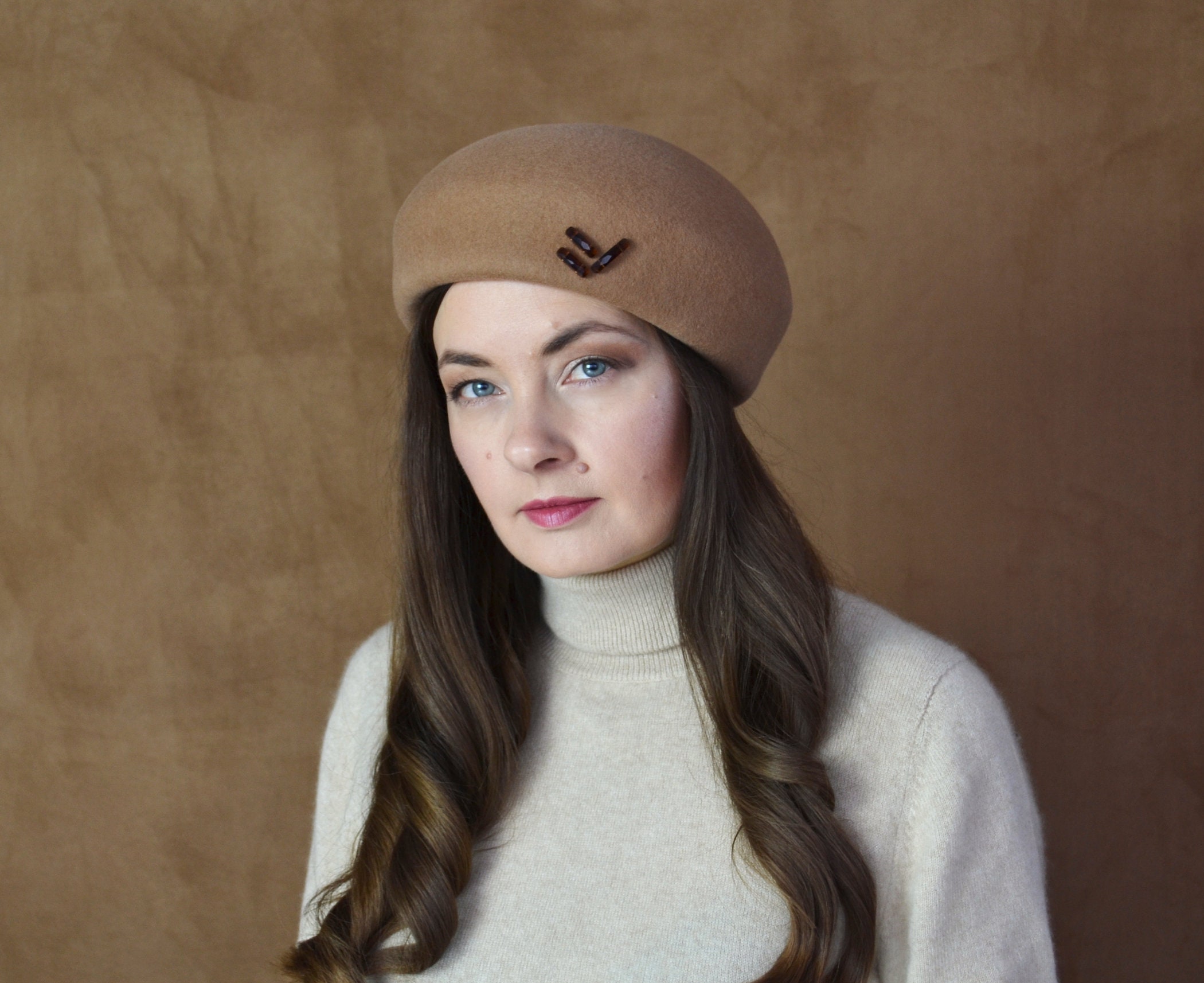 NWT CELINE Beret In Aran Mohair 100% Authentic wool Bronte_wool_felt_beret_Claar_c  main image 3