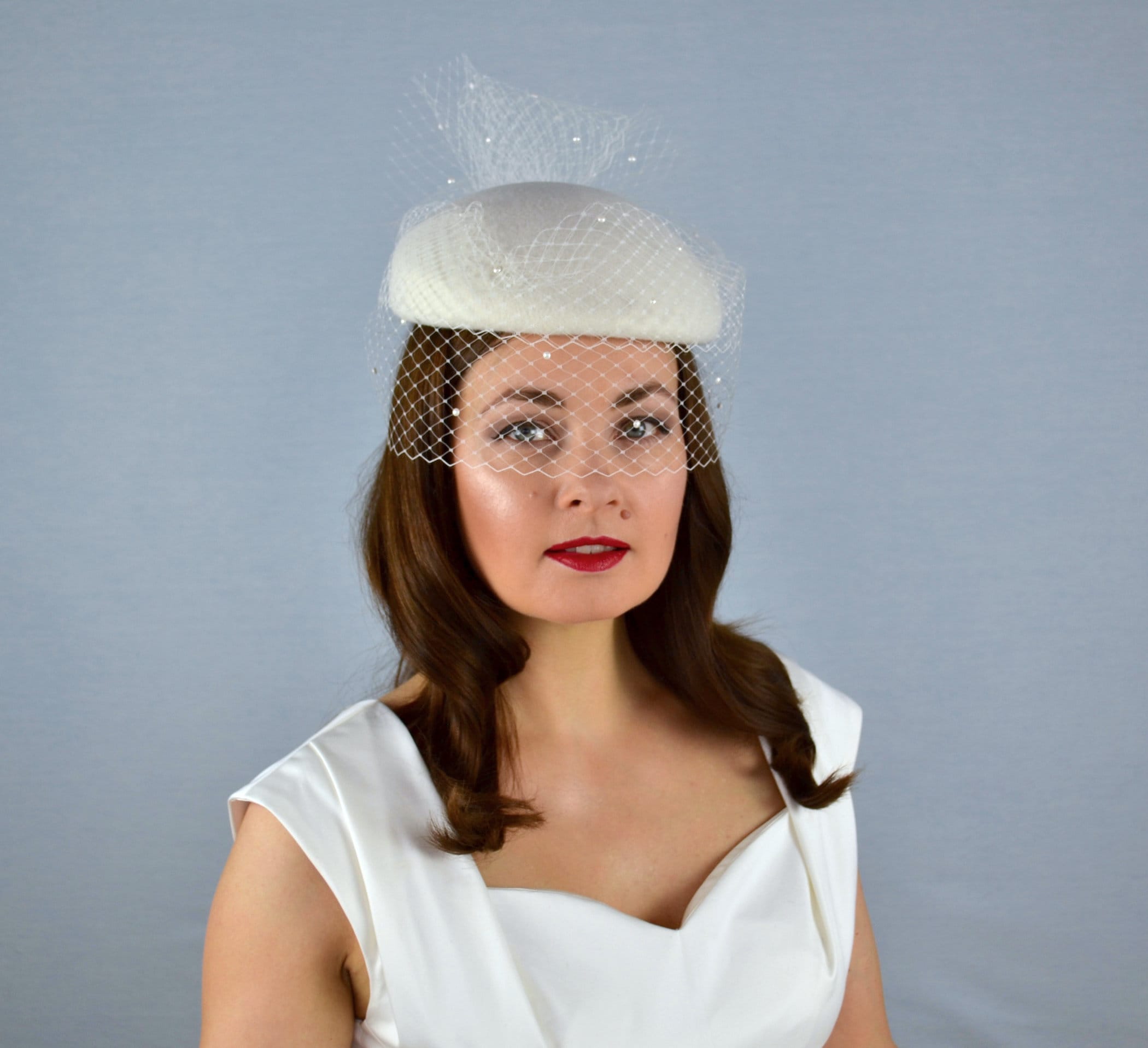 Bandeau Voile Fascinateur Années 1920 - 2 Pièces - Maille Avec Strass - Mariée/Gatsby - Noir Et Blanc