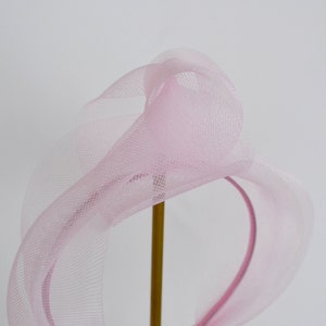 FLAVIA Pale Pink Crinoline Headband Pink Headband Wedding Fascinator Race Day Headband Fascinator headband Pink Fascinator image 6