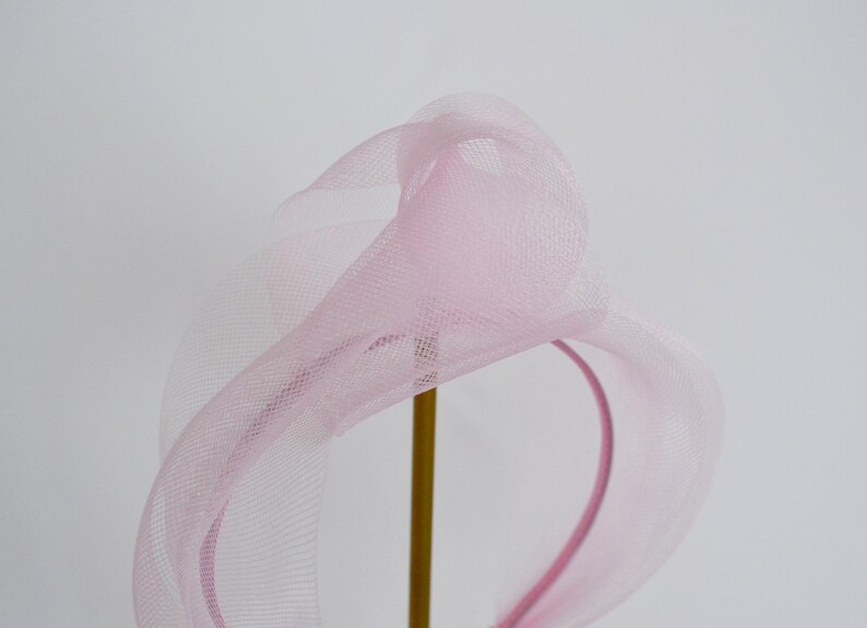 FLAVIA Pale Pink Crinoline Headband Pink Headband Wedding Fascinator Race Day Headband Fascinator headband Pink Fascinator image 6