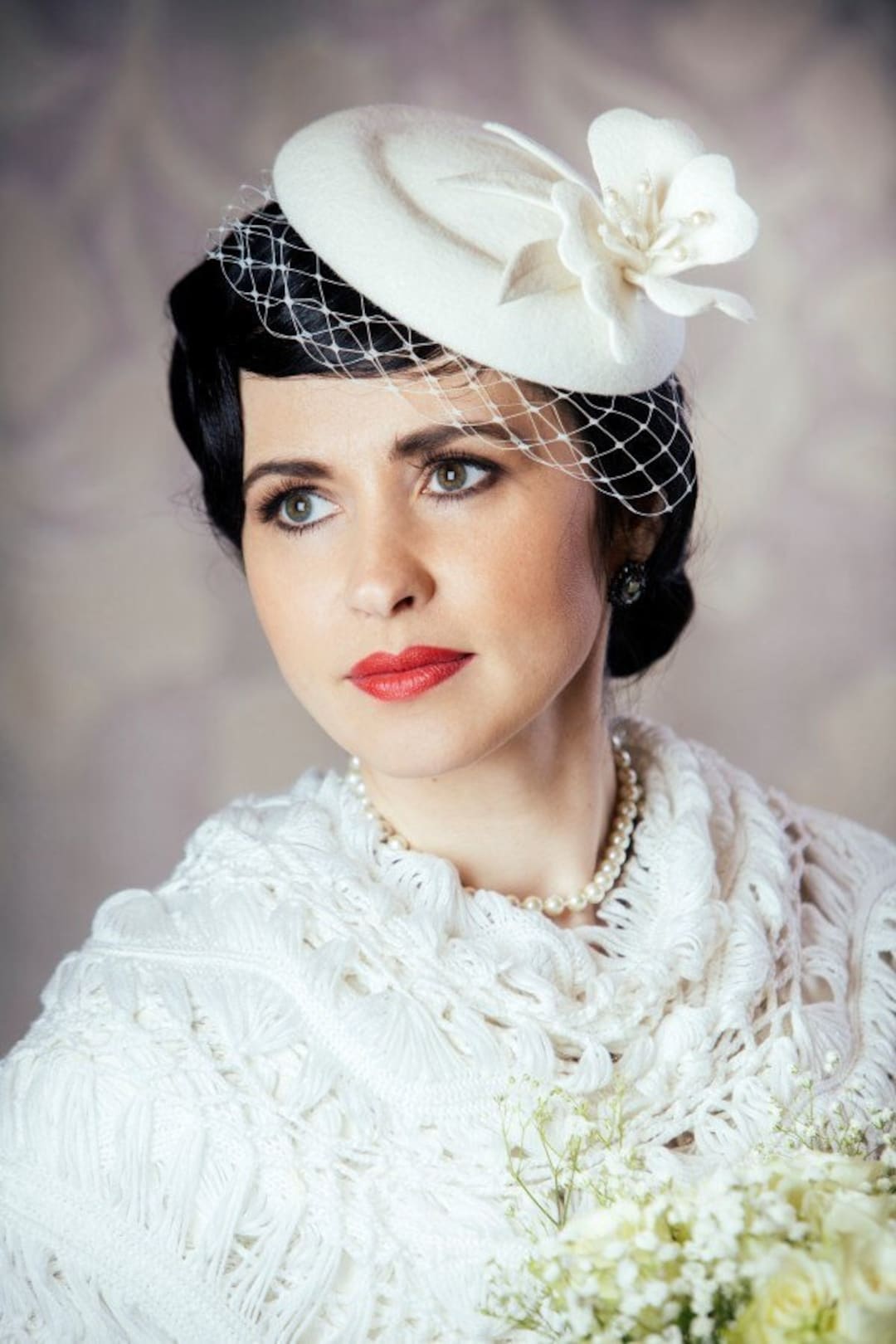 Ivory Pillbox Hat With Birdcage Veil 50s Wedding Hat Derby Etsy