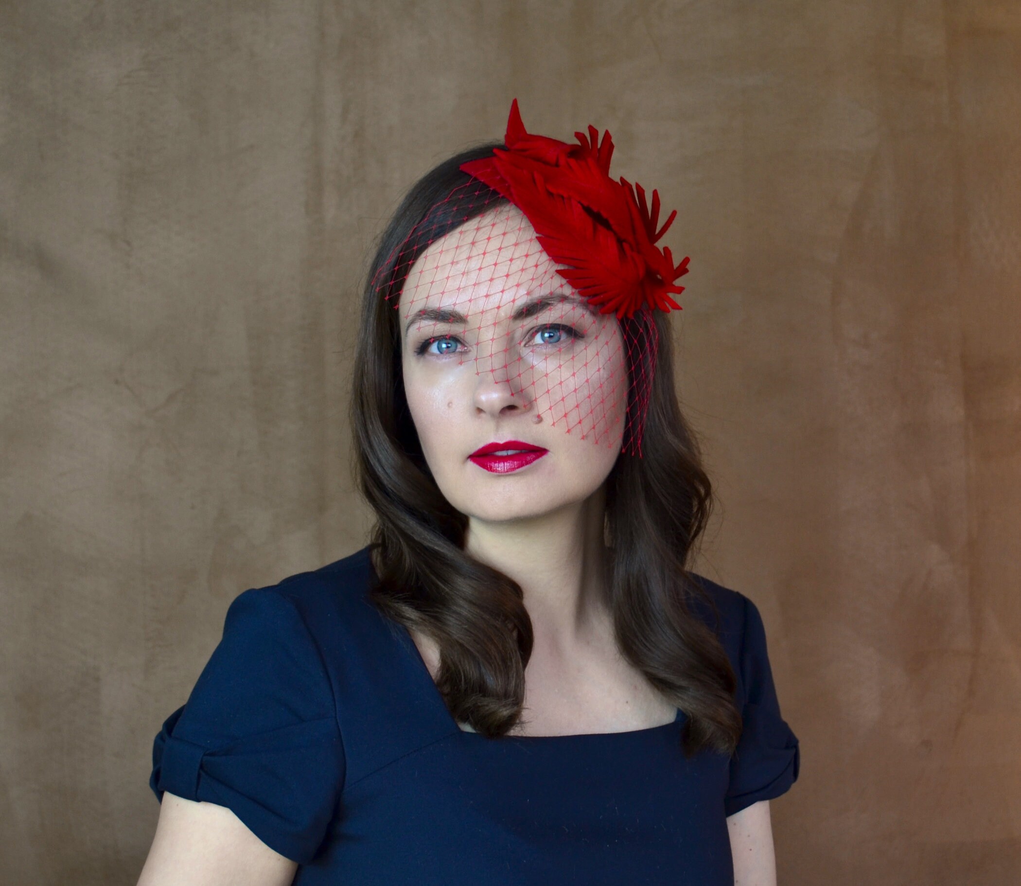 Etsy red fascinator Clearance