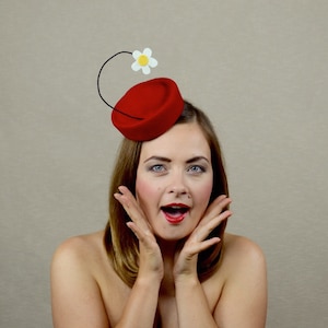 Minnie Hut - Cartoon Hut - Roter Cocktail Hut - Karneval Hut - Pin Up Hut - Roter Fascinator - Fotoshooting Hut