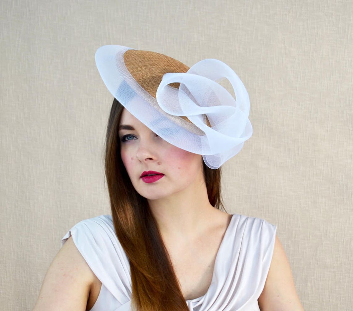 Gold Saucer Hat With White Crinoline Swirl Detail Gold and Etsy