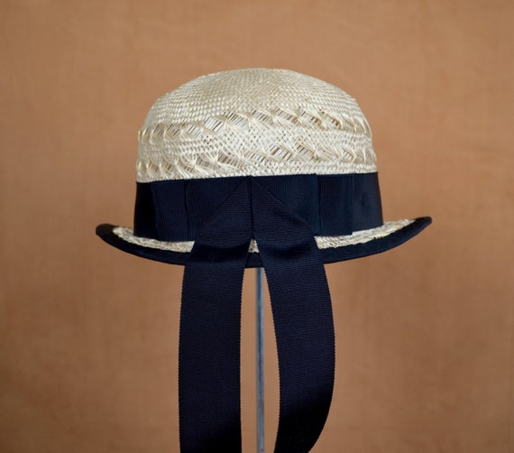 Summer Straw Bowler Hat With Black 
