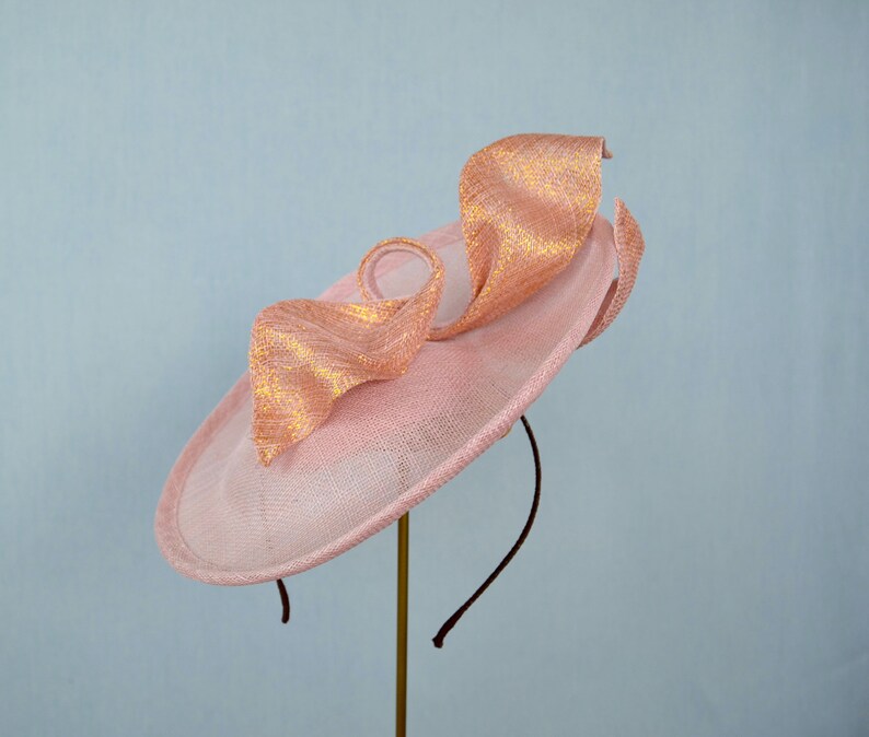 Light Pink and Gold Saucer Hat With Sculpted Bow Pink Etsy