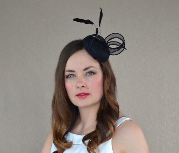 Black Pillbox Hat Fascinator Black Cocktail Hat Black | Etsy