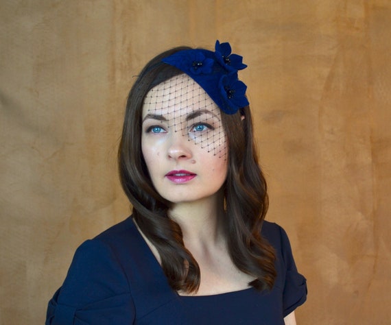 fascinator for blue dress Fascinator With Veil- Baby Blue Fascinator main image 1