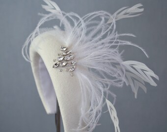 ZARA - Ivory Velour Felt Headband With Swarovski Crystals 