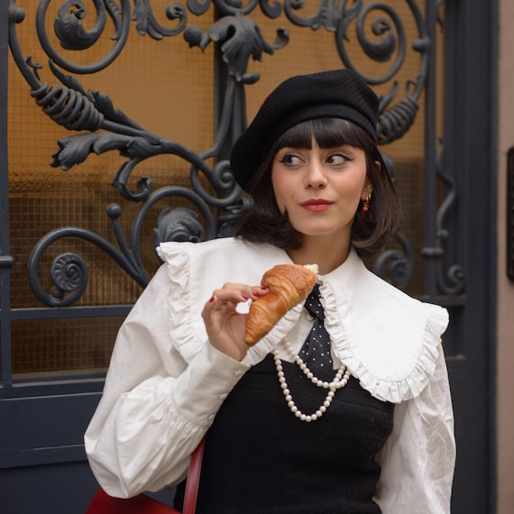 CAMILLE - French Beret Hat - Black Beret - Beret Hat - Wool  display picture 2