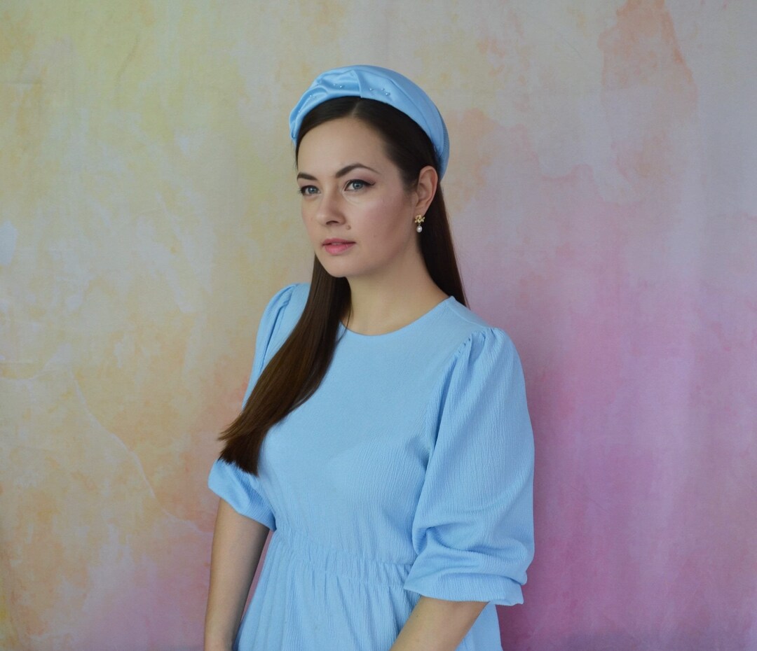 ALEXANDRIA Light Blue Pillbox Hat Blue Pillbox Hat Blue Cocktail Hat Blue Fascinator Mother of