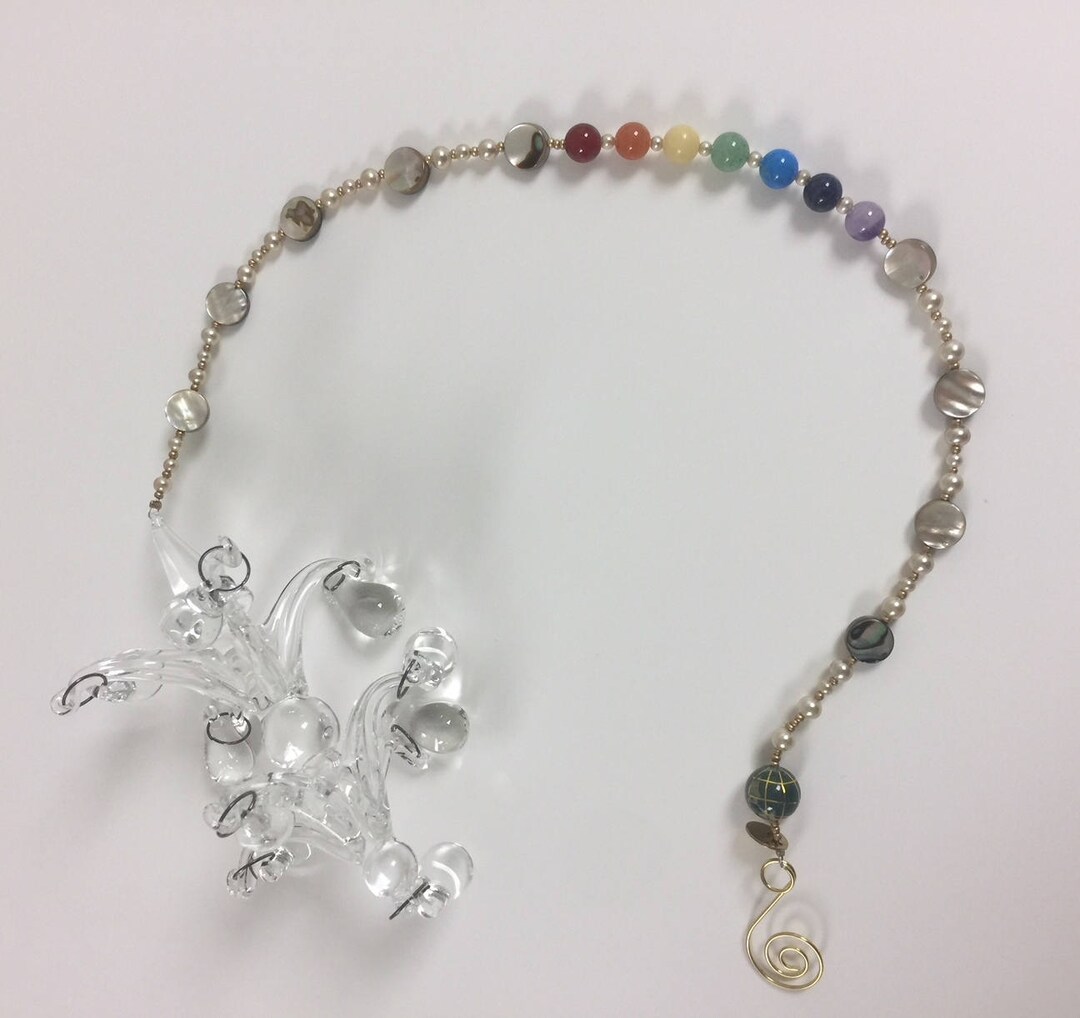 Candelabro de cristal soplado colgante ventana ornamento Chakra & World