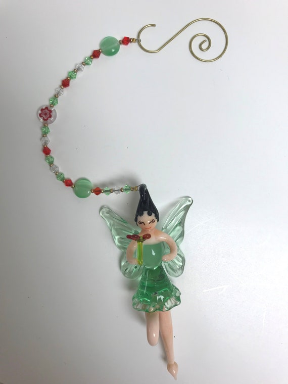 Hanging Mermaid Red Hair Figurine of Blown Glass Crystal