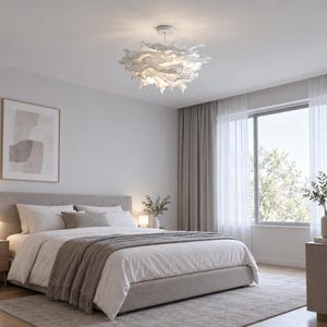 Cloud Ceiling Light, Layered Paper Bedroom Fixture with Warm or White