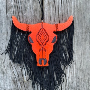 Bull skull freshie, aroma bead air freshener, man gift, car accessory, outdoor freshie, manly freshie, ranch gift for husband