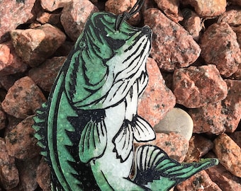 Bass fish freshie, aroma bead air freshener, fisherman gift, car accessory, outdoor freshie, manly freshie, fish gift for husband