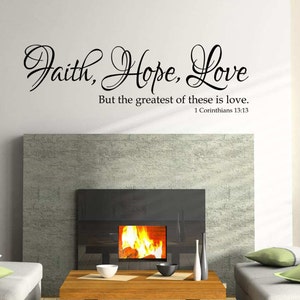 Faith Hope Love Vinyl Wall Decal: Christian Home Decor