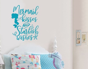 Mermaid Kisses Starfish Wishes Wall Decal: Beach Decor