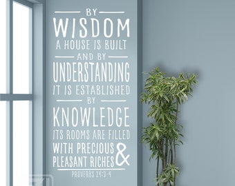 Proverbs 24:3-4 Bible Verse Wall Decal – Christian Home Decor